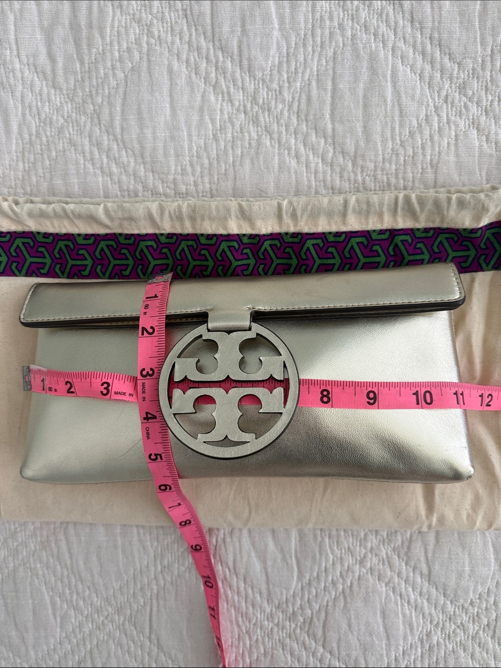 TORY BURCH Miller Clutch Bag Gold Leather Clutch Bag - Picture 16 of 16